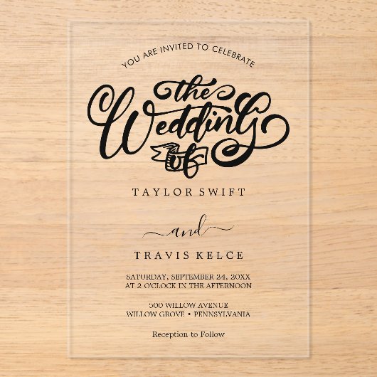 ブラックボモダンホアクリル結婚式招待状 アクリル招待状 (正面)