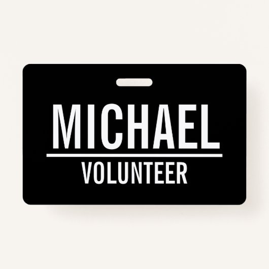 ブラックボランティアバッジ名前をカスタムする バッジ (正面)