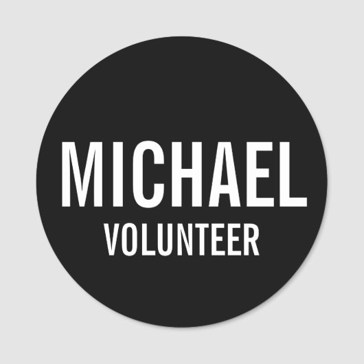 ブラックボランティアバッジ名前をカスタムする 名札 (正面)