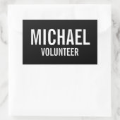 ブラックボランティアバッジ名前をカスタムする 長方形シール (バッグ)