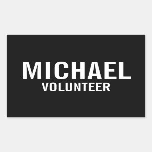 ブラックボランティアバッジ名前をカスタムする 長方形シール