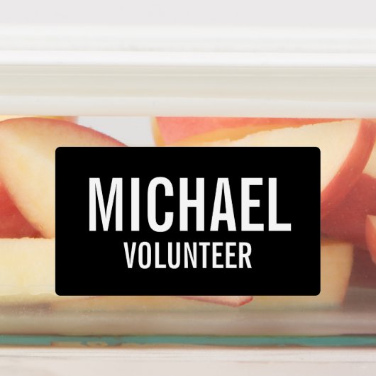 ブラックボランティアバッジ(名前をカスタムするラベル付き) ラベル (貼付)