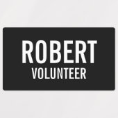 ブラックボランティアバッジ(名前をカスタムするラベル付き) ラベル (デザイン2)