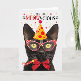 ブラックボンベイキャットミョー誕生日 カード
