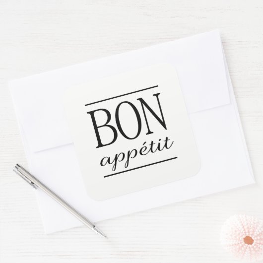 ブラックボンペティット引用文ディナータイポグラフィ文字 スクエアシール (封筒)