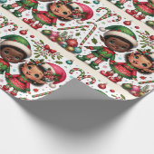 ブラックボーイアンドガール小妖精や小人クリスマスラッピング紙 ラッピングペーパー (角)