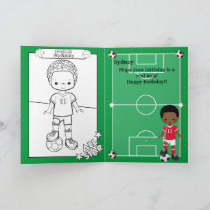 ブラックボーイサッカーぬりえ ハッピーバースデー カード