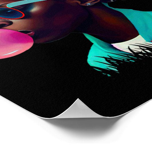 ブラックボーイジョイバブルガムおもしろいアフリカンメラニンプリント ポスター (角)