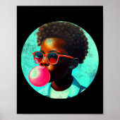 ブラックボーイジョイバブルガムおもしろいアフリカンメラニンプリント ポスター (正面)