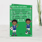 ブラックボーイズサッカーあなたは迷路ハッピーバースデー カード (裏面)