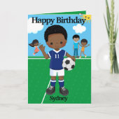 ブラックボーイズサッカーあなたは迷路ハッピーバースデー カード (正面)