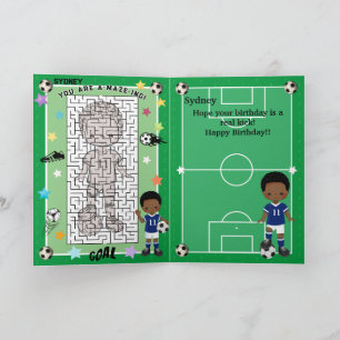 ブラックボーイズサッカーあなたは迷路ハッピーバースデー カード