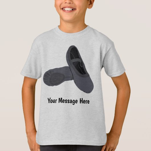 ブラックボーイズバレエ靴メッセパーソナライズされたージ Tシャツ (正面)
