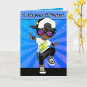 ブラックボーイズヒップホップハッピーバースデー カード (黄色い花)