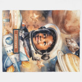 ブラックボーイズロケットブランケット水色ベッドルームギフト フリースブランケット (正面(横))
