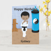 ブラックボーイズ空手シークレットメッセージハッピーバースデー カード (黄色い花)