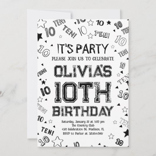 ブラックボーイナンバーテンバースデーパーティー 招待状 (正面)