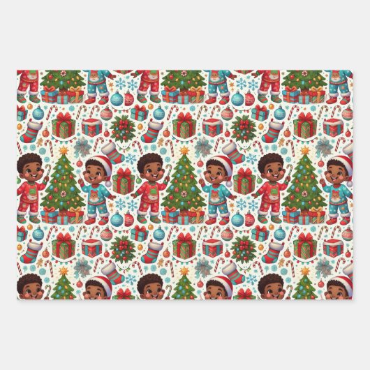 ブラックボーイホリデージョイギフトラッピング ラッピングペーパーシート (正面3)