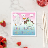 ブラックボーイ&ガールツインズ – ストークベビーシャワー紙 スタンダードカクテルナプキン (インサイチュ)