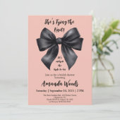 ブラックボーエレガントオンパステルピンクブライダルシャワー 招待状 (スタンド正面)