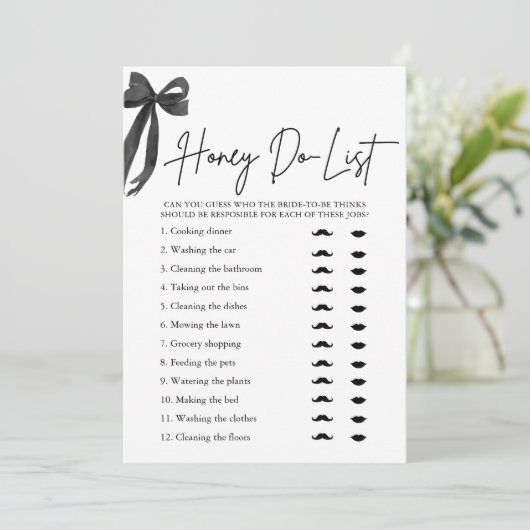 ブラックボーエレガントハニードリストブライダルシャワーゲーム 招待状 (スタンド正面)