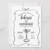 ブラックボーエレガントビキニスアンドマルティーニ誕生日 招待状 (正面)