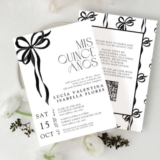 ブラックボーエレガントミクリンスアニョスQRキンセアニラ 招待状