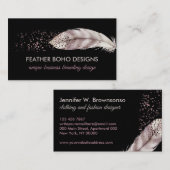 ブラックボーガーリーホピンクの鳥の羽 コーリングカード (正面/裏面)