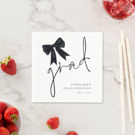 ブラックボーグラードスクリプト名日付卒業パーティー スタンダードカクテルナプキン