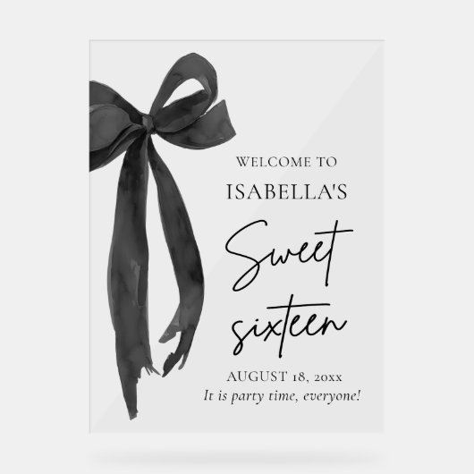 ブラックボーコケットスイーツ16誕生日へようこそ アクリルサイン (正面)