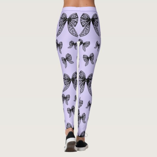 ブラックボーコケットパープルトレンディー名前をカスタムする レギンス (裏面)