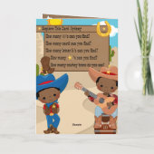 ブラックボーズカウボーイカラーリングページハッピーバースデー カード (裏面)