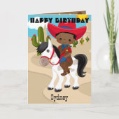 ブラックボーズカウボーイカラーリングページハッピーバースデー カード (正面)