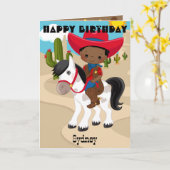 ブラックボーズカウボーイカラーリングページハッピーバースデー カード (黄色い花)