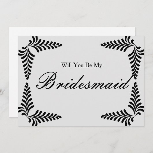 ブラックボーダーのコンフェッティ あなたは私のブライズメイドになってくれる? 招待状 (正面/裏面)