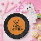 ブラックボーダーハッピーハローウィン墓地 ペーパープレート (パーティー)