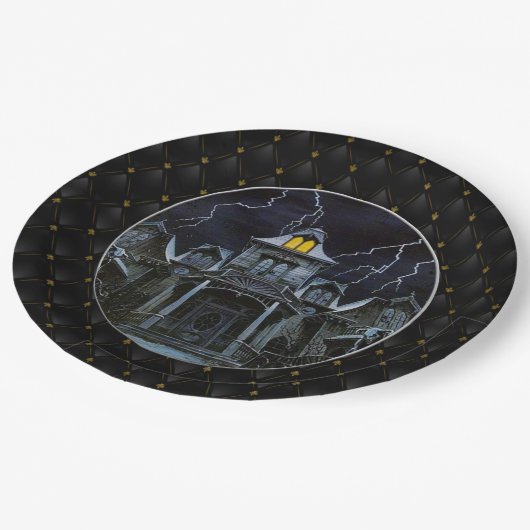 ブラックボーダーハ幽霊のよく出るウスハロウィーン ペーパープレート (アングル)