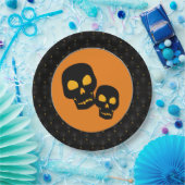 ブラックボーダーブラックスカルハロウィーン ペーパープレート (パーティー)