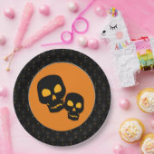 ブラックボーダーブラックスカルハロウィーン ペーパープレート (パーティー)
