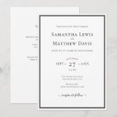 ブラックボーダー エレガント フォーマル オールインワン ウェディング 招待状 (正面/裏面)