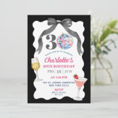 ブラックボーディスコボールカクテルティース誕生日 招待状 (スタンド正面)