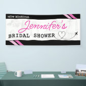 ブラックボーディングパスブライダルシャワー 横断幕 (トレードショー)