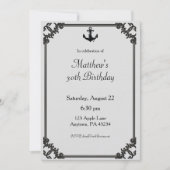 ブラックボートいかりカスタム誕生日招待状 招待状 (正面)