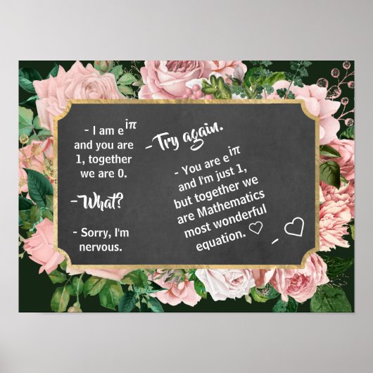 ブラックボードでのロマンチックな数学の対話 – おもしろい ポスター (正面)