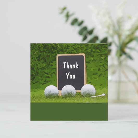 ブラックボードに感謝していお客様の言葉が書かれたゴルフはがき カード (スタンド正面)