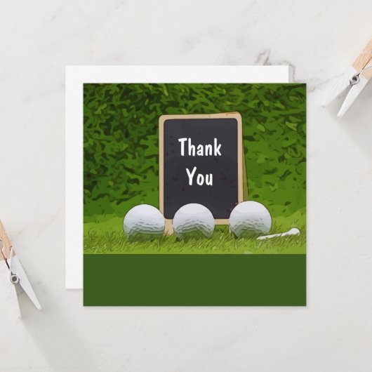 ブラックボードに感謝していお客様の言葉が書かれたゴルフはがき カード (正面/裏面インサイチュ)