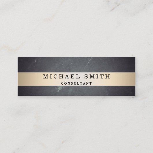 ブラックボードのパーソナライズフェイク金ゴールドストライプの スキニー名刺 (正面)