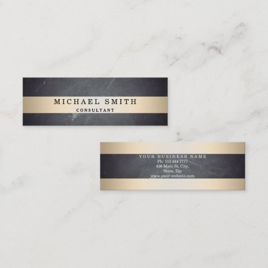 ブラックボードのパーソナライズフェイク金ゴールドストライプの スキニー名刺 (正面/裏面)