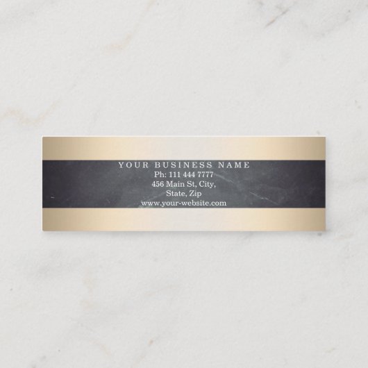 ブラックボードのパーソナライズフェイク金ゴールドストライプの スキニー名刺 (裏面)