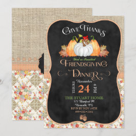 ブラックボードの田舎風Friendsgivingバラップ 招待状